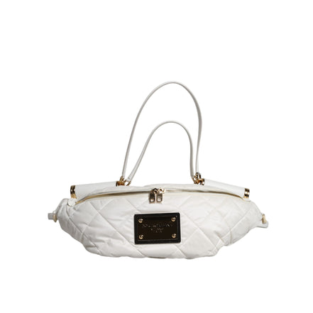 Sac banane Dolce & Gabbana matelassé blanc avec plaque logo