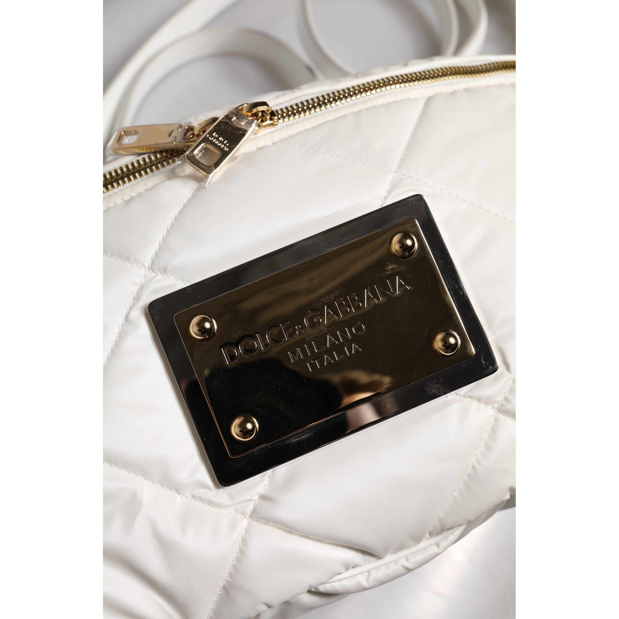 Sac banane Dolce & Gabbana matelassé blanc avec plaque logo