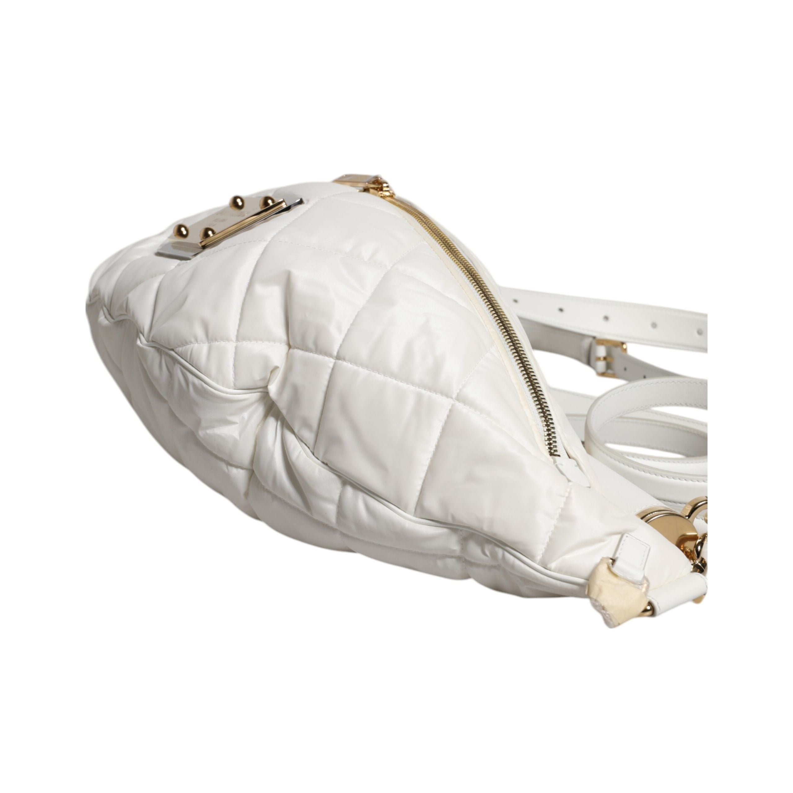 Sac banane Dolce & Gabbana matelassé blanc avec plaque logo