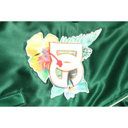 Dolce & Gabbana Green Floral DG Logo Full Zip Bomber Jacket