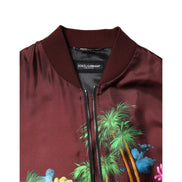 Blouson bomber Dolce & Gabbana bordeaux à imprimé floral et fermeture éclair intégrale