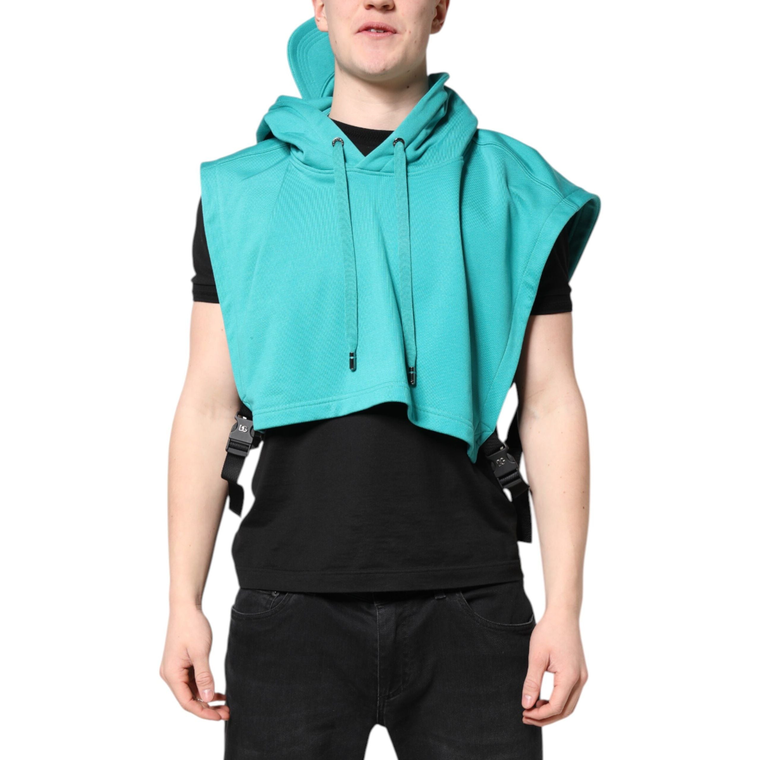 Gilet sportivo da uomo Dolce & Gabbana in cotone verde con cappuccio