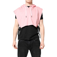 Gilet sportivo da uomo Dolce & Gabbana in cotone rosa con cappuccio
