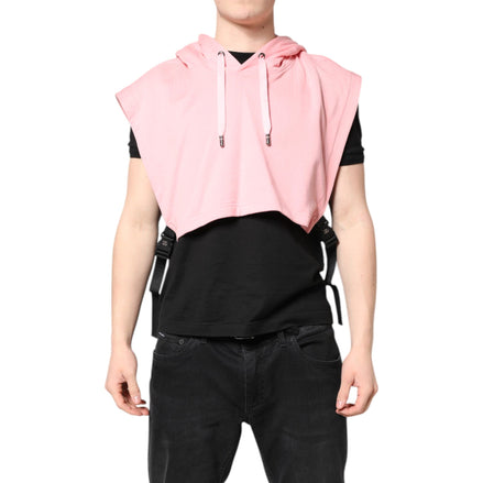 Gilet sportivo da uomo Dolce & Gabbana in cotone rosa con cappuccio