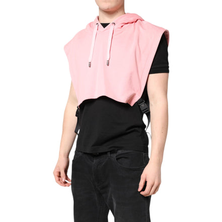 Gilet sportivo da uomo Dolce & Gabbana in cotone rosa con cappuccio