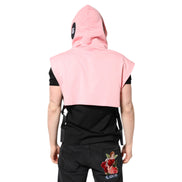Gilet sportivo da uomo Dolce & Gabbana in cotone rosa con cappuccio
