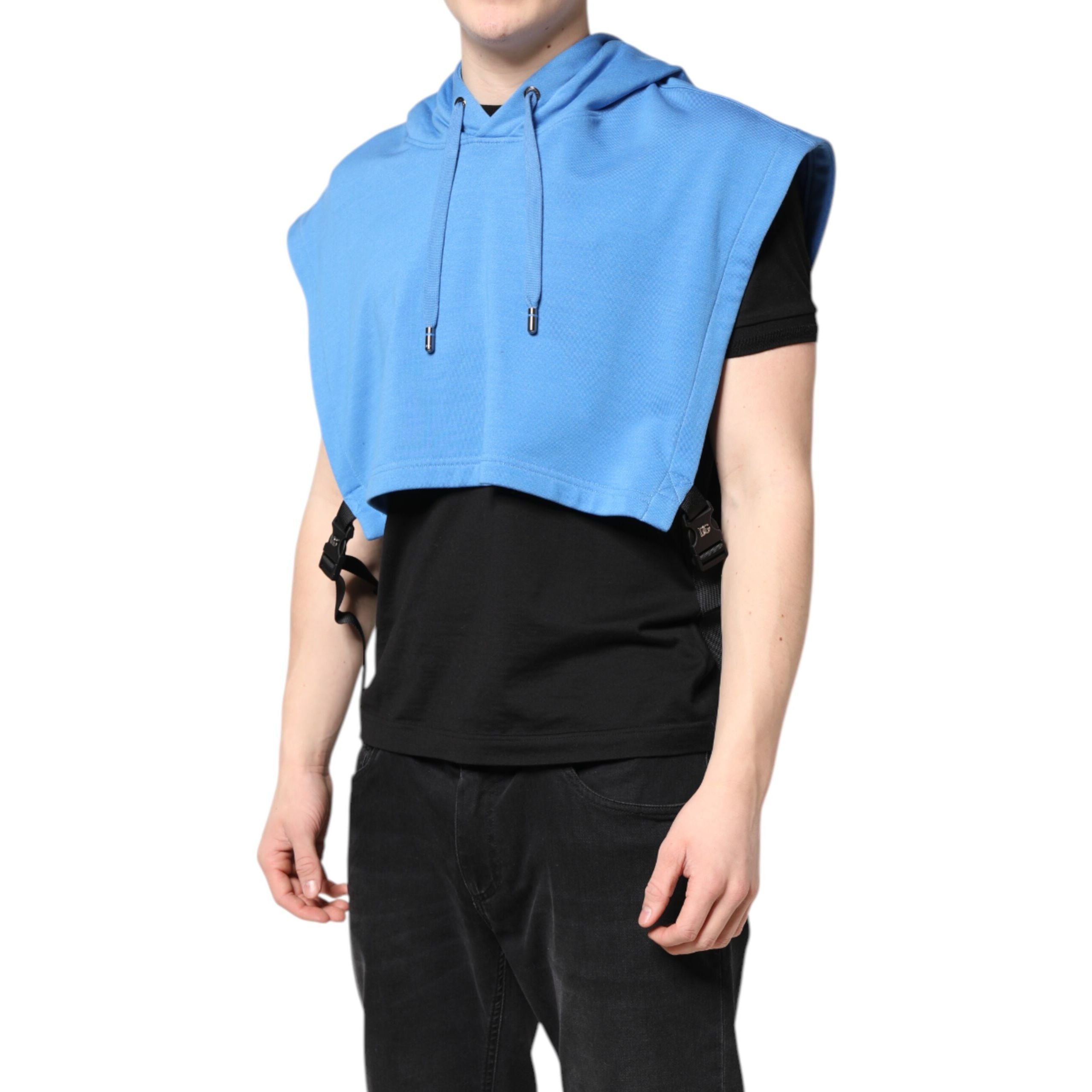 Gilet de Sport à Capuche en Coton Bleu Dolce & Gabbana pour Homme