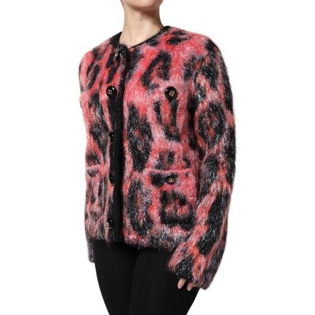 Gilet boutonné en mohair et laine rouge Dolce & Gabbana