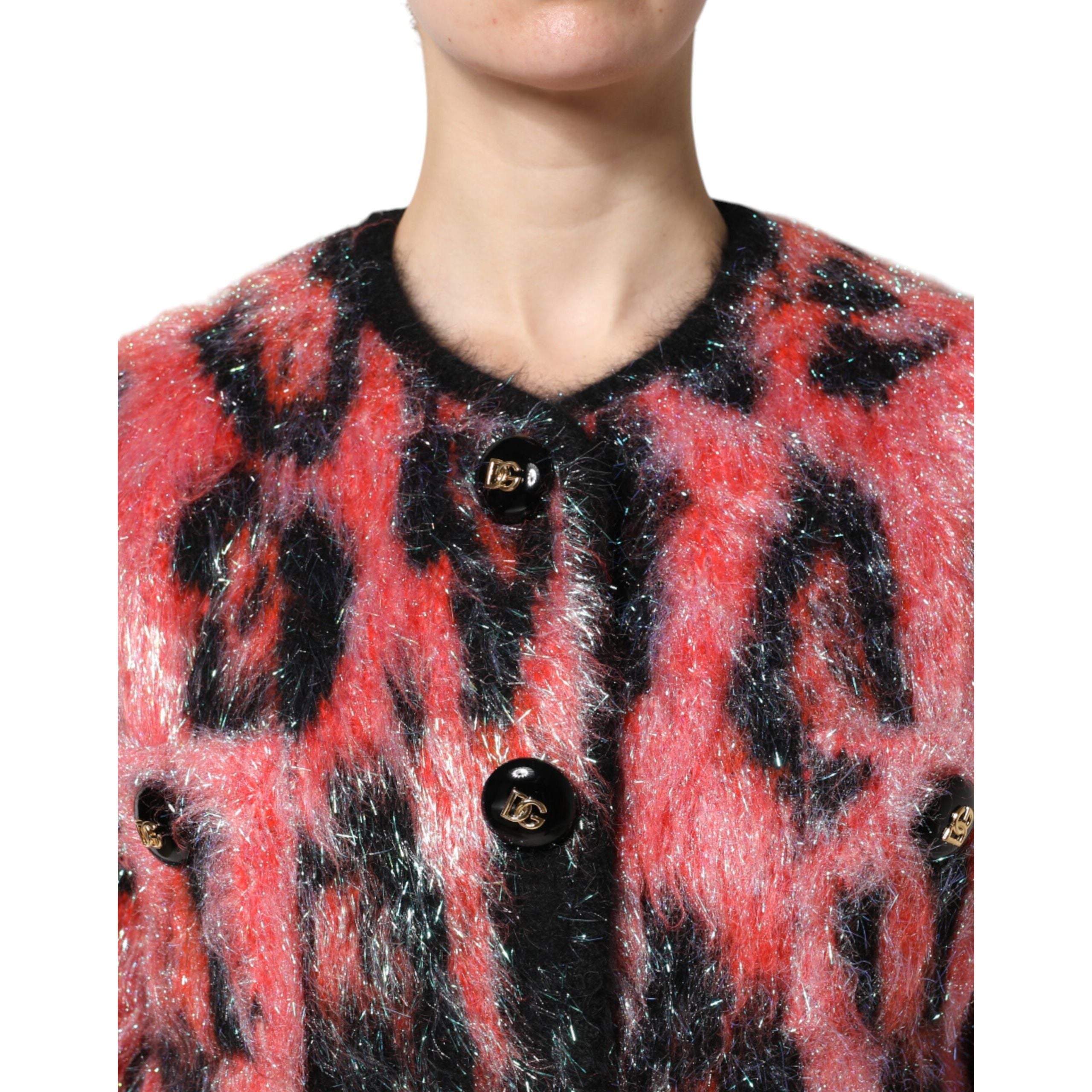 Gilet boutonné en mohair et laine rouge Dolce & Gabbana