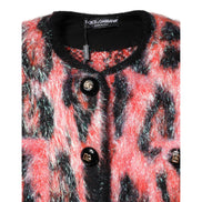 Gilet boutonné en mohair et laine rouge Dolce & Gabbana