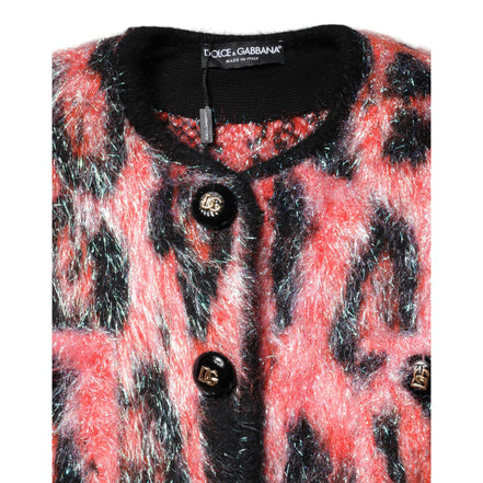 Gilet boutonné en mohair et laine rouge Dolce & Gabbana
