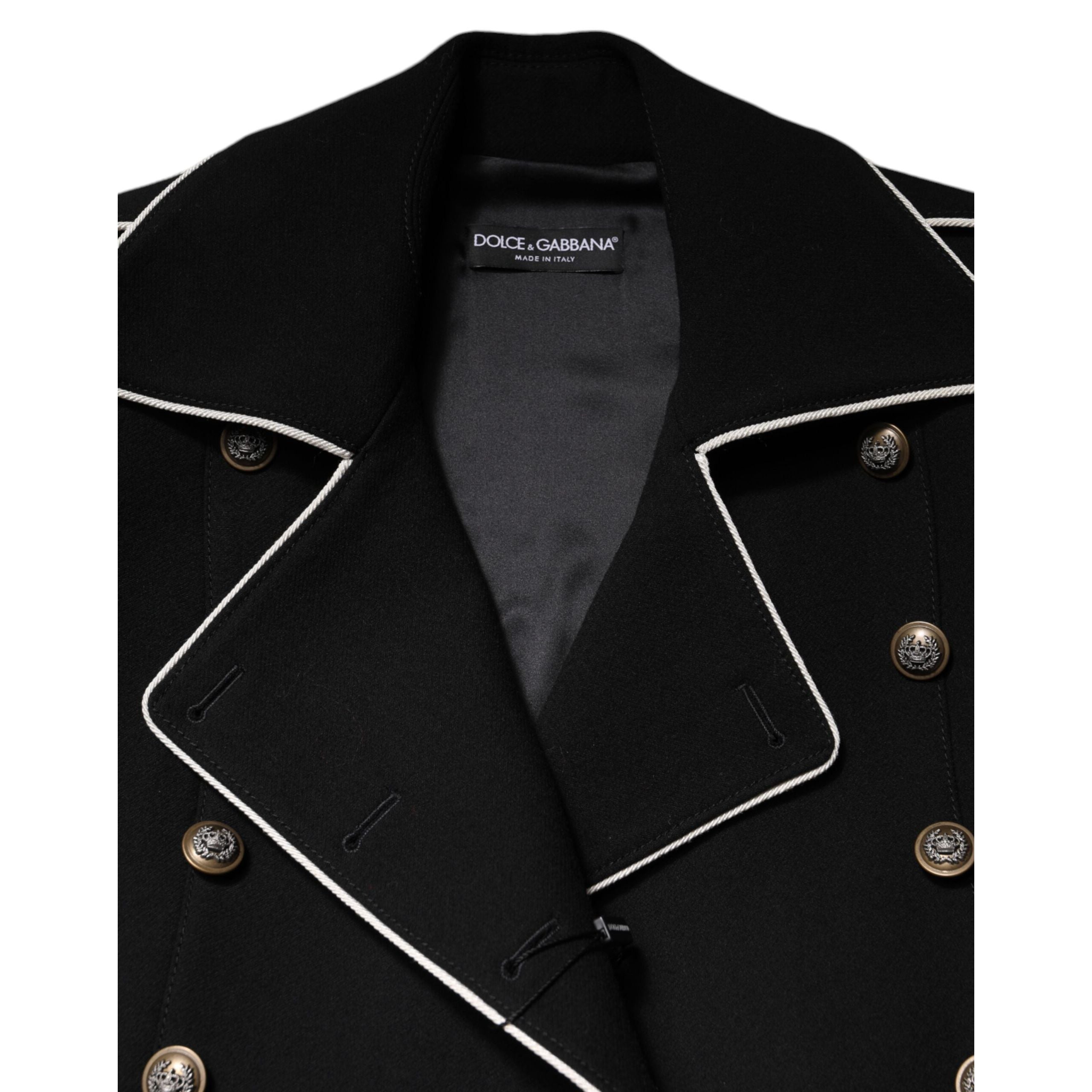 Dolce & Gabbana Black Wool Double Breasted Blazer Jacket