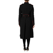 Veste Trench Coat Simple Boutonnage en Laine Noire Dolce & Gabbana