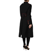 Veste Trench Coat Simple Boutonnage en Laine Noire Dolce & Gabbana
