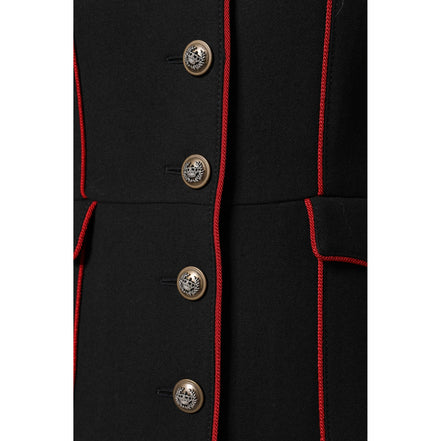 Veste Trench Coat Simple Boutonnage en Laine Noire Dolce & Gabbana