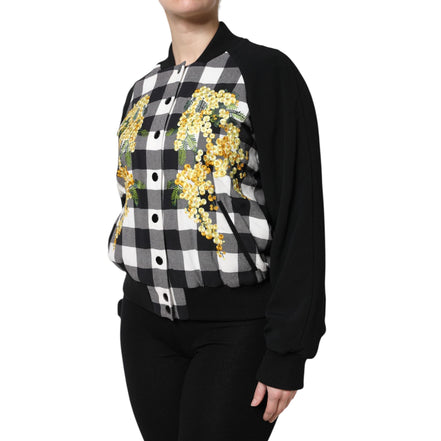 Dolce & Gabbana Giacca con bottoni a quadri bianchi e neri e motivo floreale