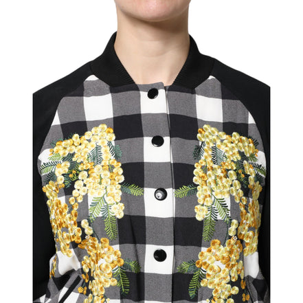 Dolce & Gabbana Giacca con bottoni a quadri bianchi e neri e motivo floreale