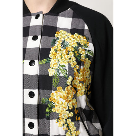 Dolce & Gabbana Giacca con bottoni a quadri bianchi e neri e motivo floreale