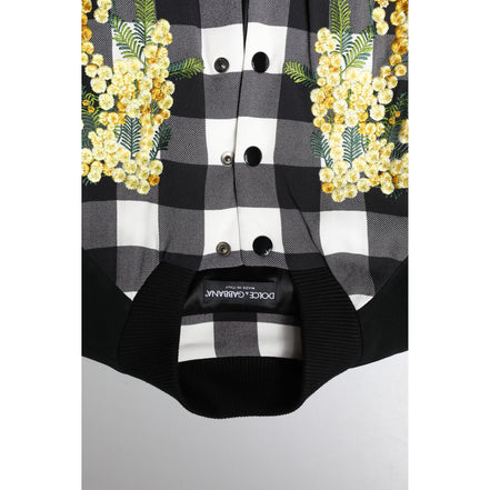 Dolce & Gabbana Giacca con bottoni a quadri bianchi e neri e motivo floreale