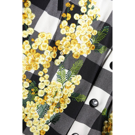 Dolce & Gabbana Giacca con bottoni a quadri bianchi e neri e motivo floreale