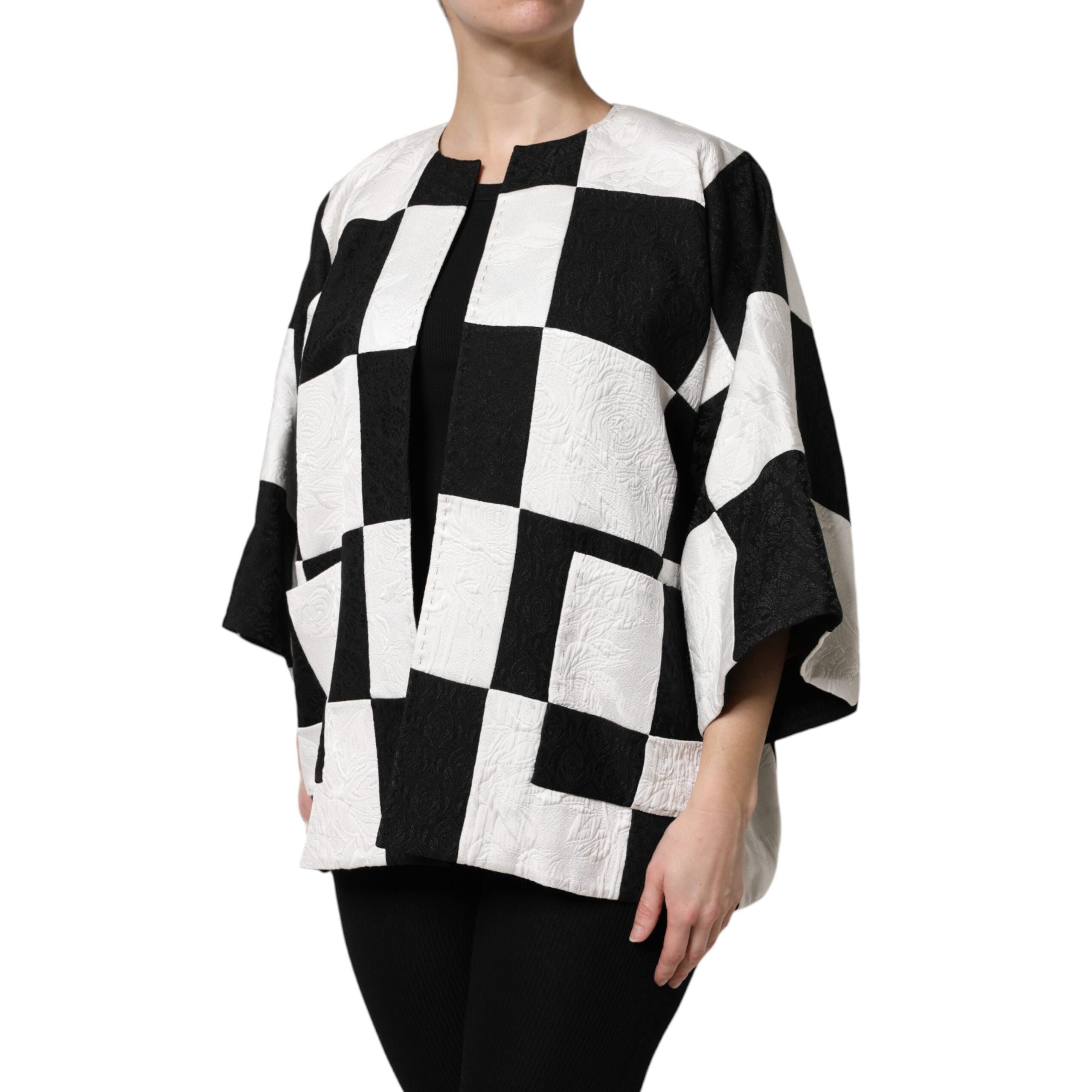Veste Blazer Jacquard Dolce & Gabbana Blanche Noire Patchwork