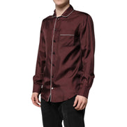 Chemise manches longues Dolce & Gabbana en soie bordeaux à pois