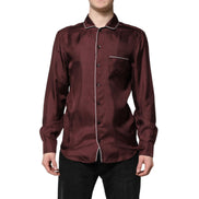 Chemise manches longues Dolce & Gabbana en soie bordeaux à pois