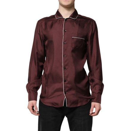 Chemise manches longues Dolce & Gabbana en soie bordeaux à pois