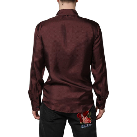 Chemise manches longues Dolce & Gabbana en soie bordeaux à pois