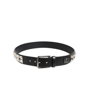 Dolce & Gabbana Black Studded Silver Buckle Belt