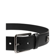Dolce & Gabbana Black Studded Silver Buckle Belt