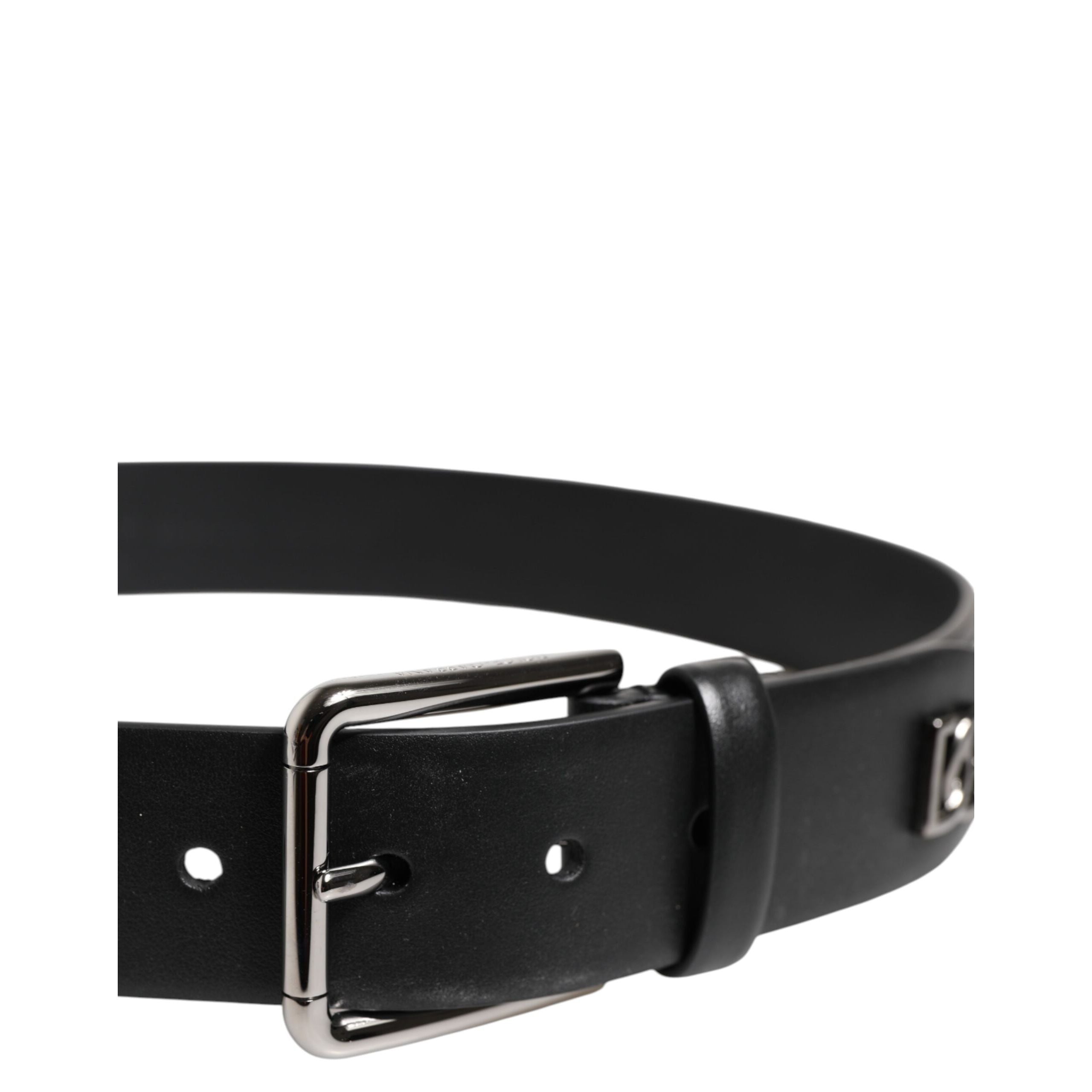 Dolce & Gabbana Black Studded Silver Buckle Belt