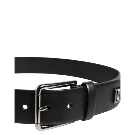 Dolce & Gabbana Black Studded Silver Buckle Belt