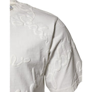 T-shirt girocollo Dolce & Gabbana in cotone bianco con logo in rilievo
