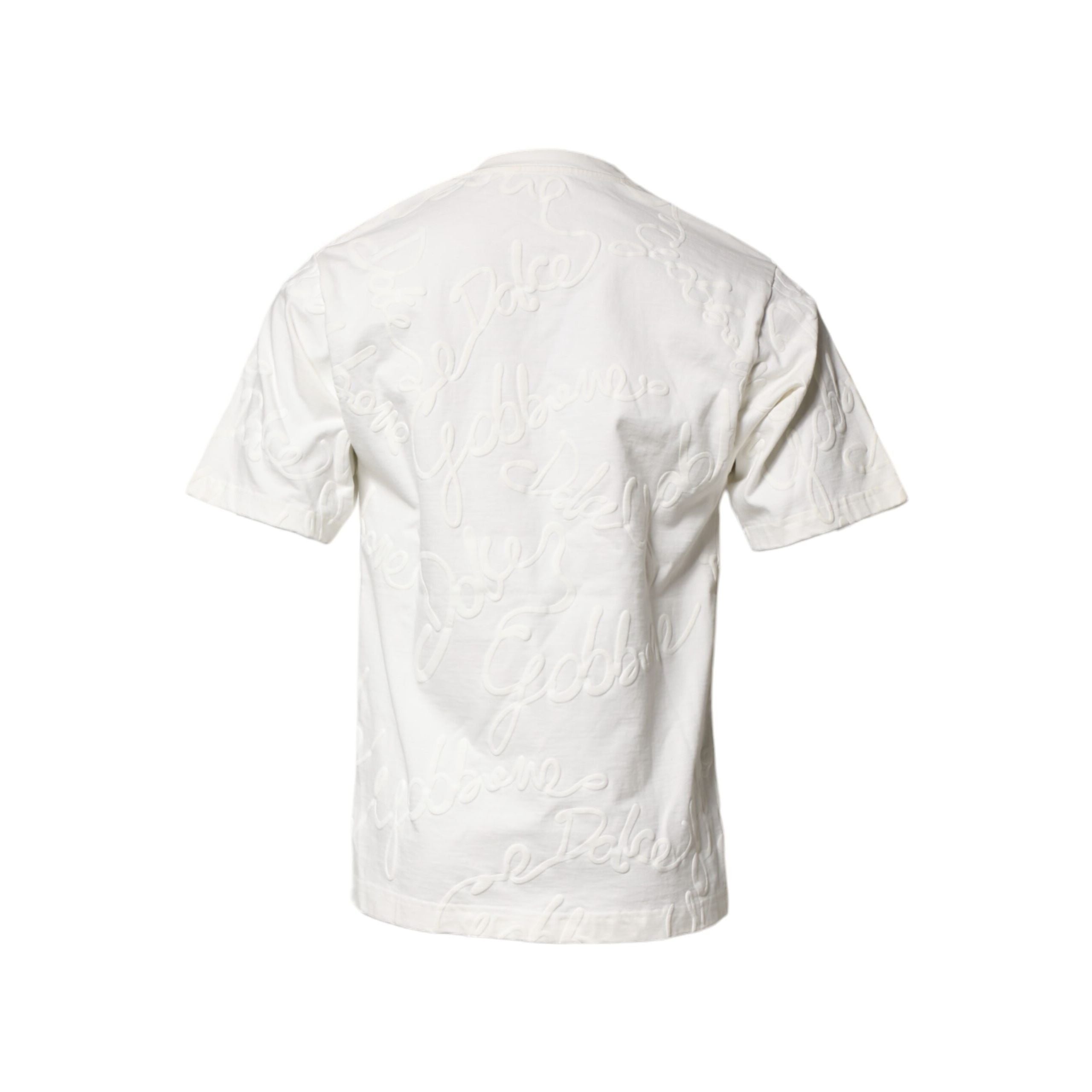 T-shirt girocollo Dolce & Gabbana in cotone bianco con logo in rilievo