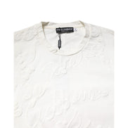 T-shirt girocollo Dolce & Gabbana in cotone bianco con logo in rilievo