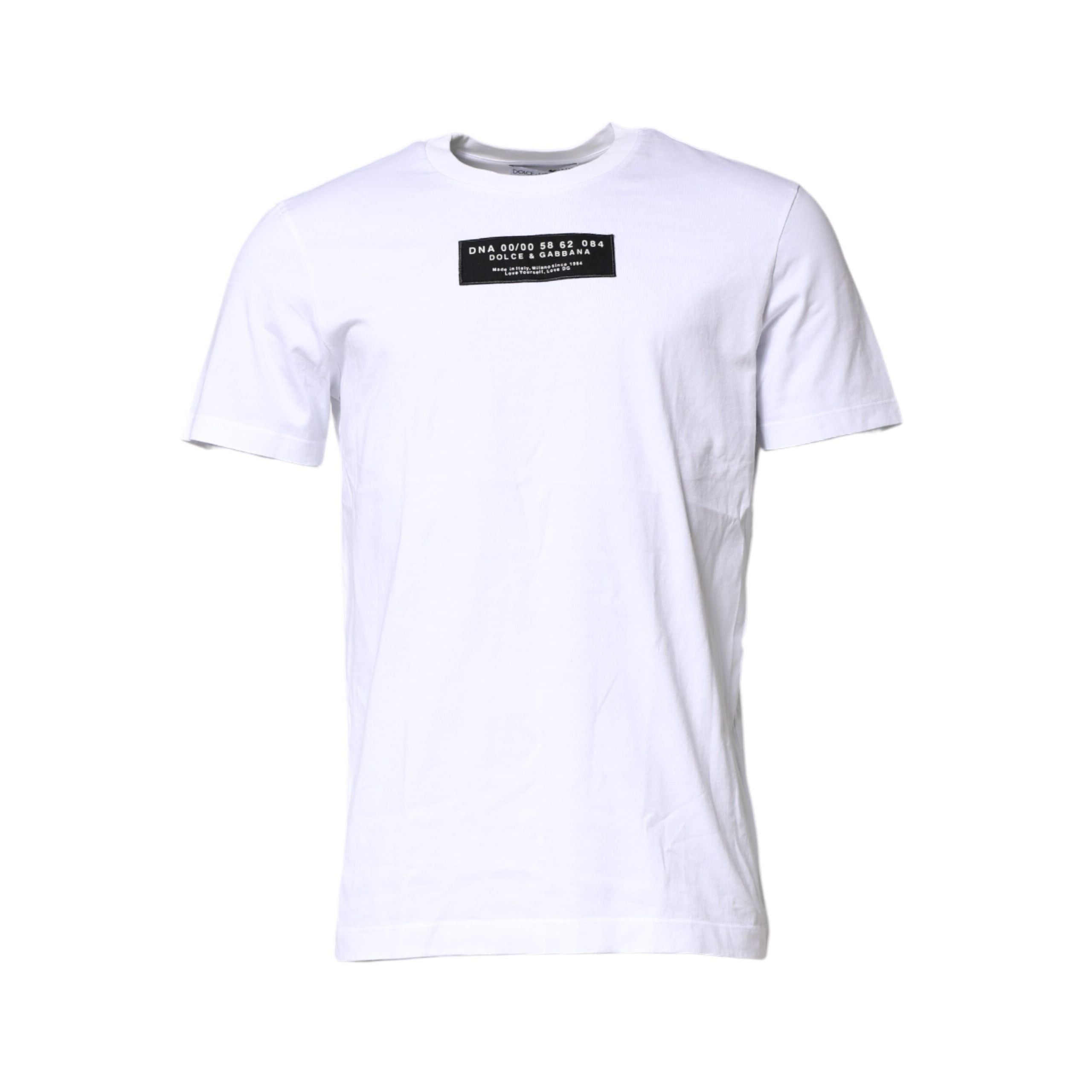 T-shirt Girocollo Dolce & Gabbana in Cotone Bianco con Patch Logo