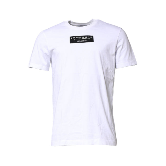 T-shirt Girocollo Dolce & Gabbana in Cotone Bianco con Patch Logo