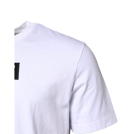 T-shirt Girocollo Dolce & Gabbana in Cotone Bianco con Patch Logo