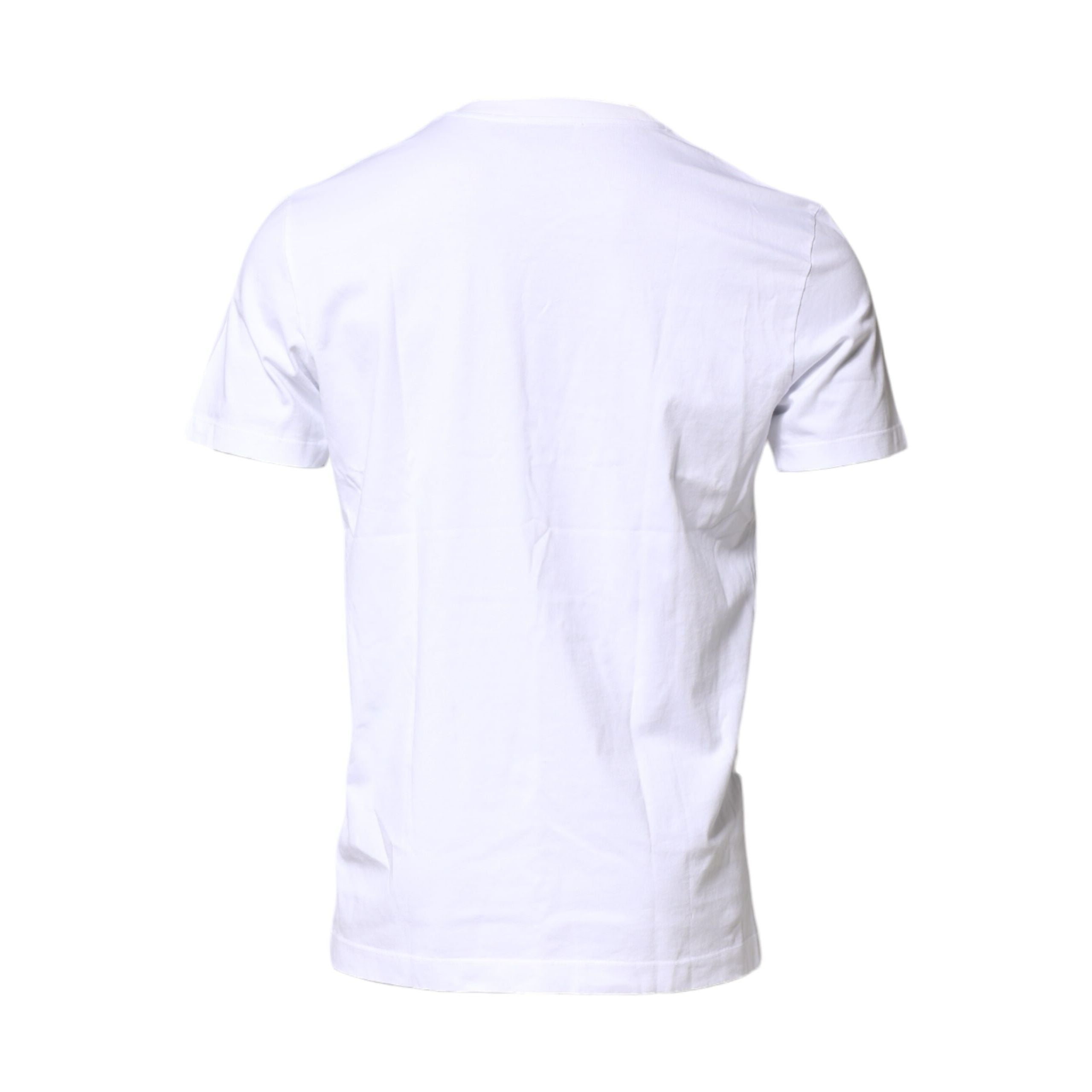 T-shirt Girocollo Dolce & Gabbana in Cotone Bianco con Patch Logo