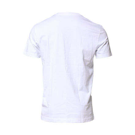 T-shirt Girocollo Dolce & Gabbana in Cotone Bianco con Patch Logo
