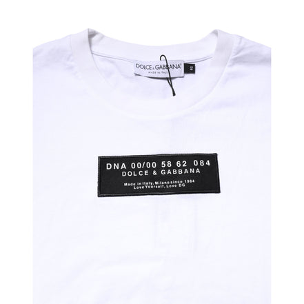 T-shirt Girocollo Dolce & Gabbana in Cotone Bianco con Patch Logo