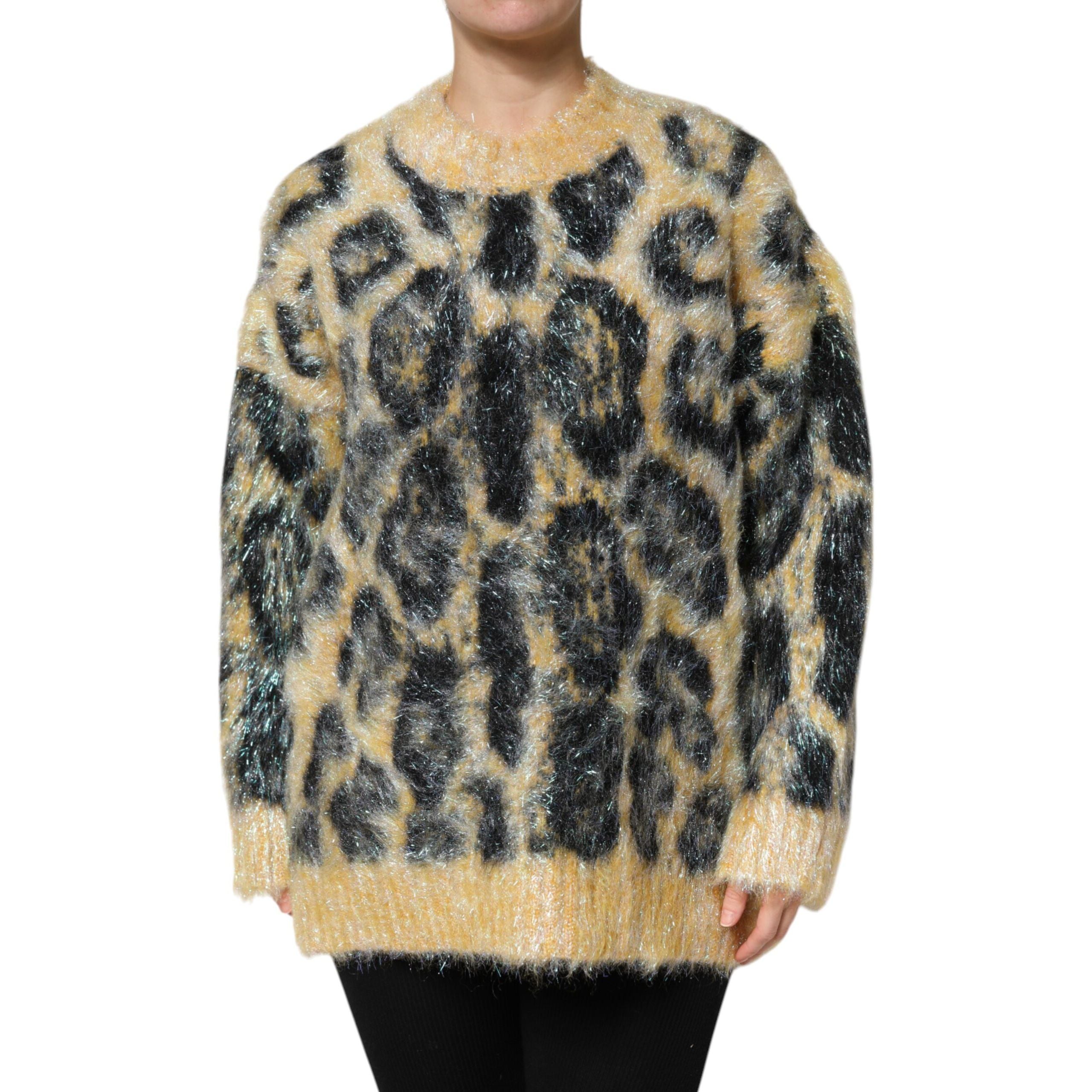 Maglione girocollo Dolce & Gabbana in mohair leopardato multicolore