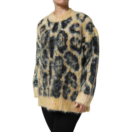 Maglione girocollo Dolce & Gabbana in mohair leopardato multicolore
