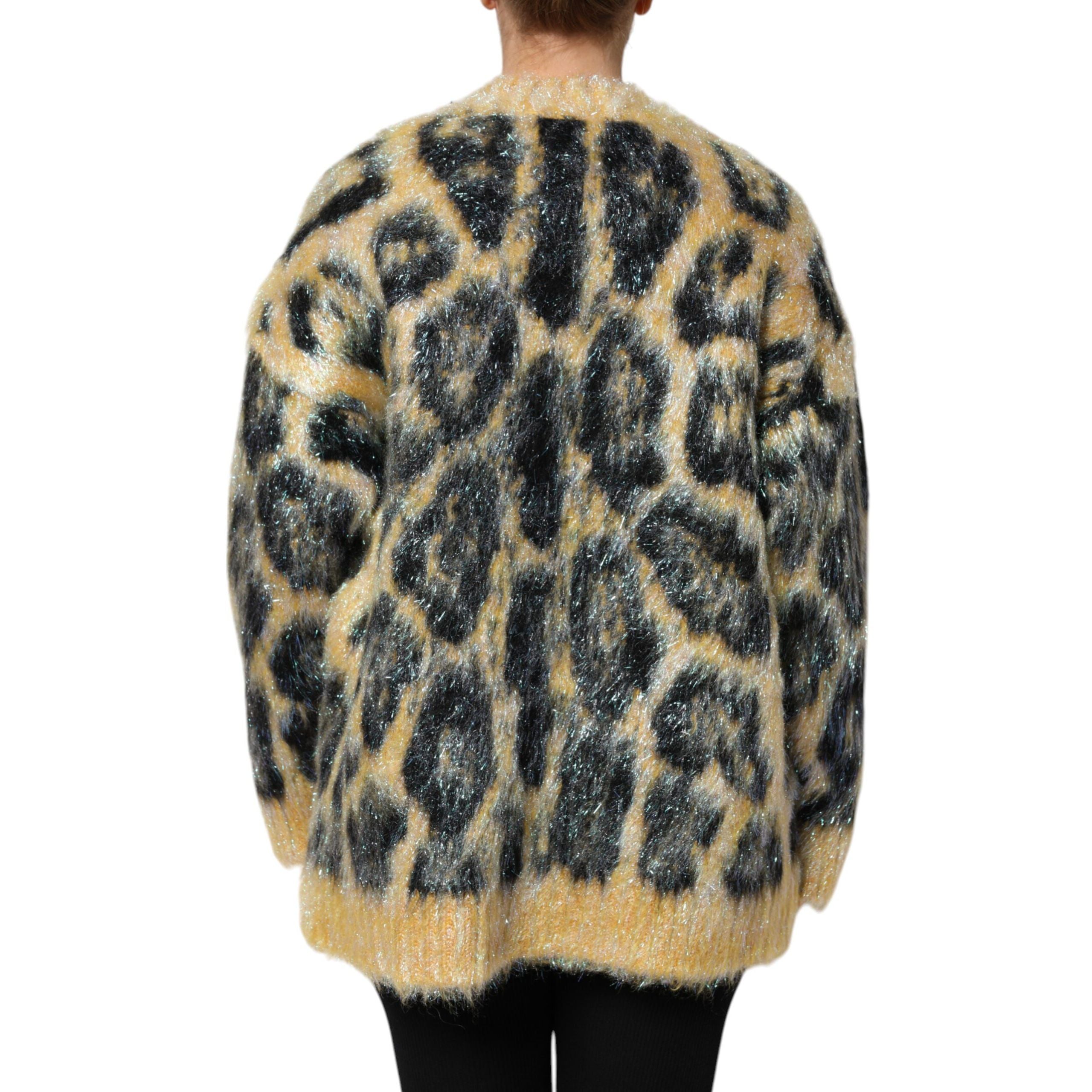 Maglione girocollo Dolce & Gabbana in mohair leopardato multicolore