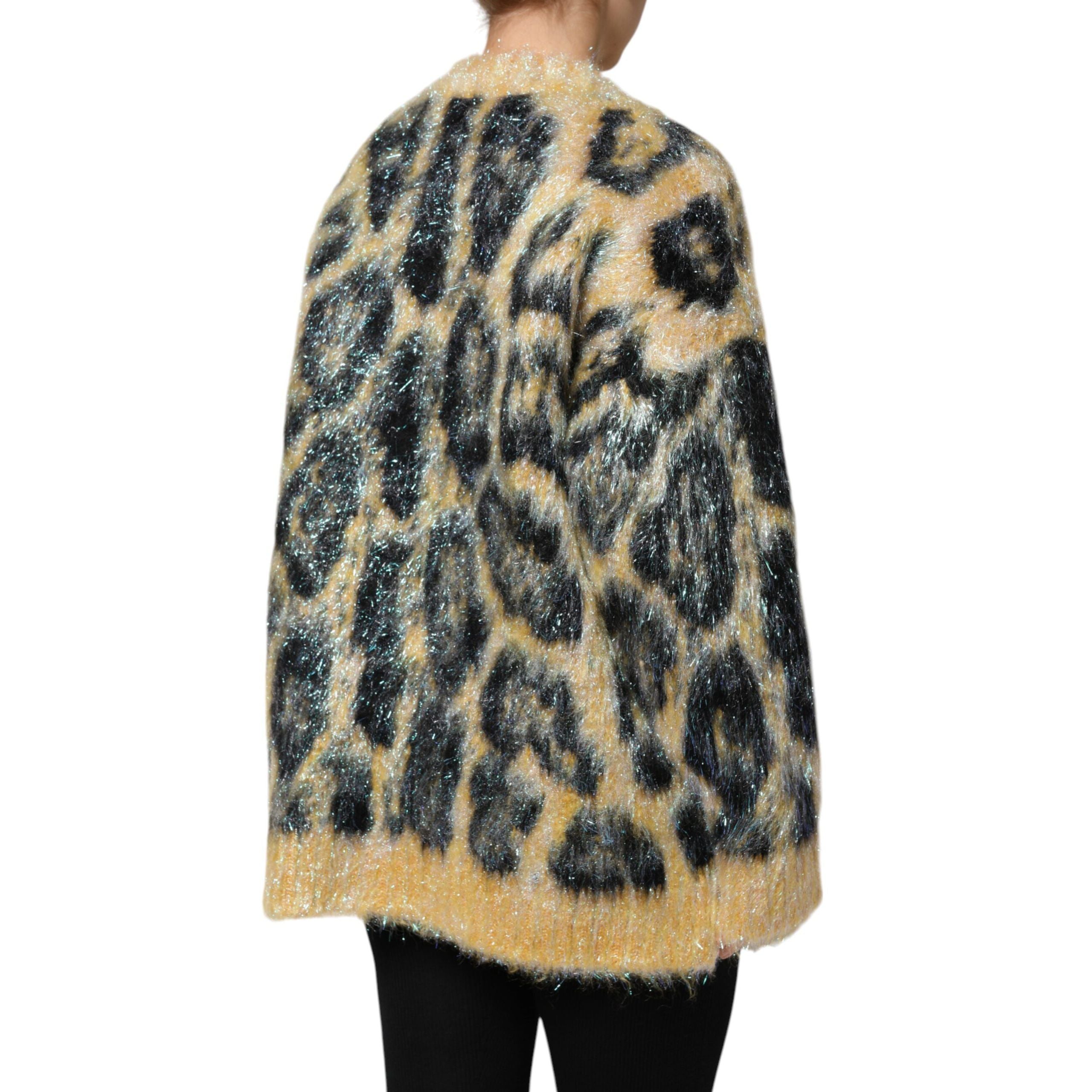 Maglione girocollo Dolce & Gabbana in mohair leopardato multicolore