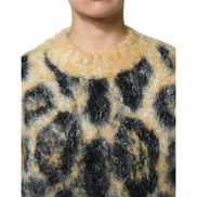 Maglione girocollo Dolce & Gabbana in mohair leopardato multicolore
