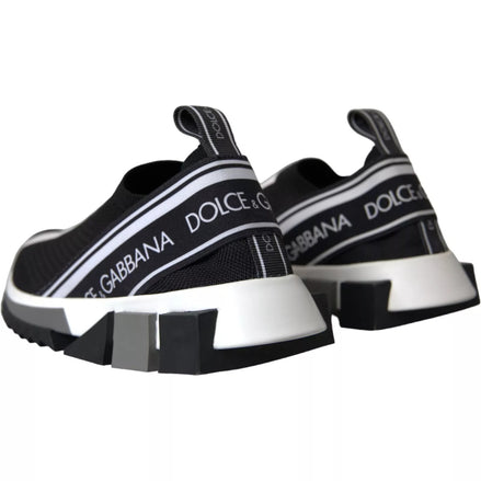 Dolce & Gabbana Black White Slip On Sorrento Sneakers