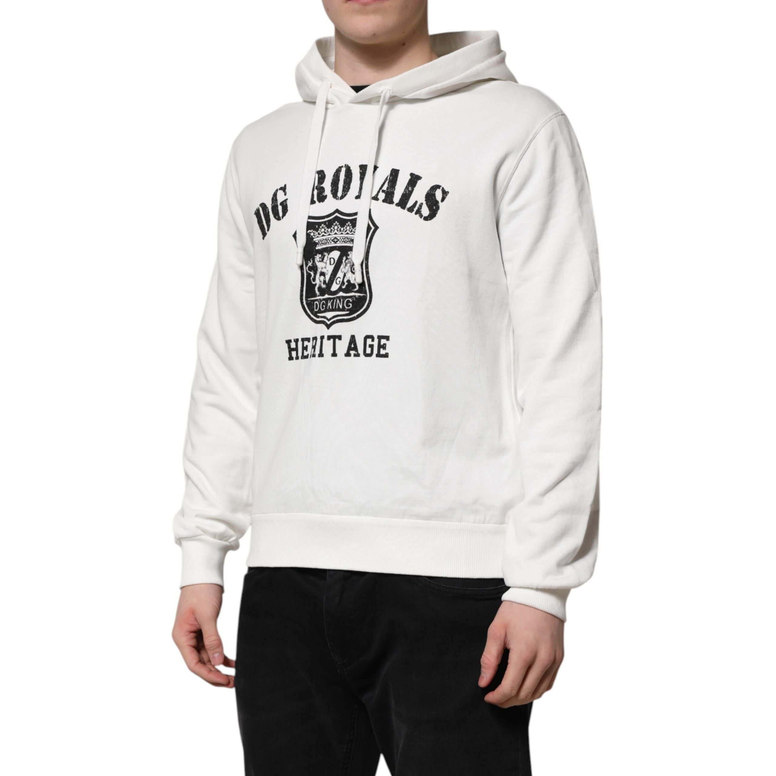 Sweat à capuche Dolce & Gabbana en coton blanc avec imprimé DG ROYAL