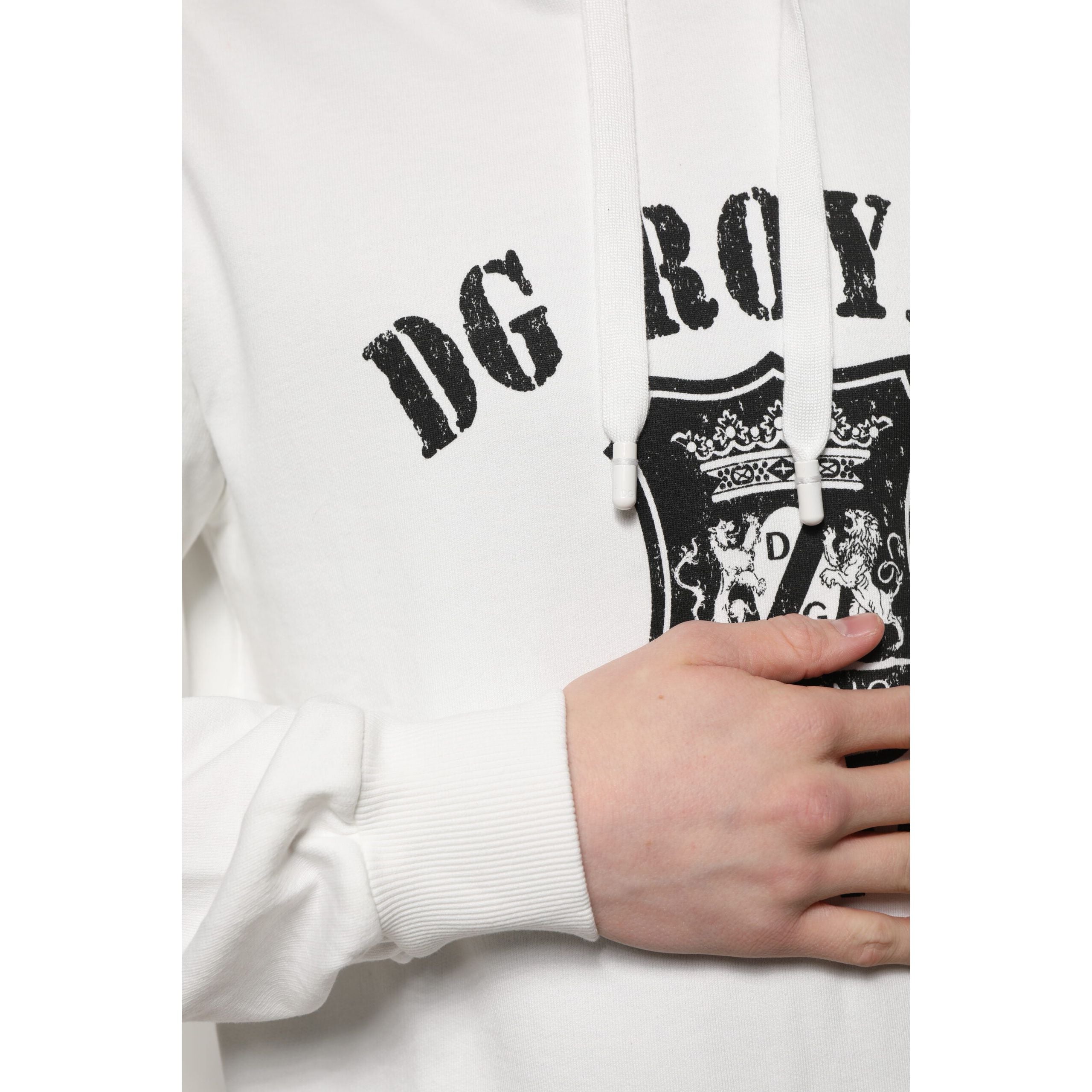 Sweat à capuche Dolce & Gabbana en coton blanc avec imprimé DG ROYAL